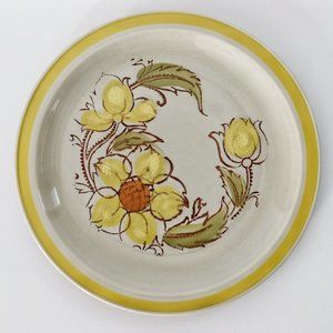 HAND PAINTED YELLOW WENDY FLOWER STONEWARE CHOP PLATE - 12"